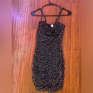 Black floral mini dress